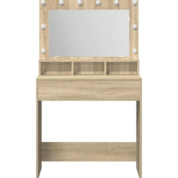 vidaXL Sminkbord>Smyckebord Sonoma-ek 75,5 x 41 x 135 cm Konstruerat trä