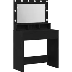 vidaXL Sminkbord>Smyckebord Svart Ek 75,5 x 41 x 135 cm Konstruerat trä