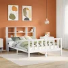 vidaXL Sängar>Säng med bokhylla utan madrass vit 120x190 cm massiv furu