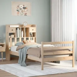vidaXL Sängar>Säng med bokhylla utan madrass 75x190cm massiv furu