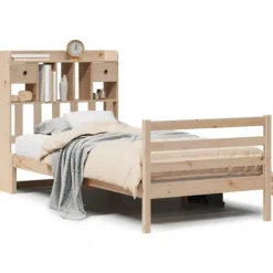 vidaXL Sängar>Säng med bokhylla utan madrass 75x190cm massiv furu