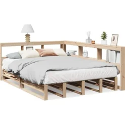 vidaXL Sängar>Säng med bokhylla utan madrass 140x200cm massiv furu
