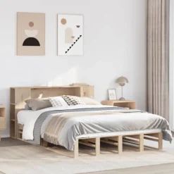 vidaXL Sängar>Säng med bokhylla utan madrass 140x200 cm massiv trä