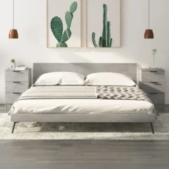 vidaXL Sängar>Sängbord 2 st betonggrå 40x36x65 cm