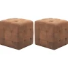 vidaXL Sittpuffar>Sängbord 2 st brun 30x30x30 cm konstmocka