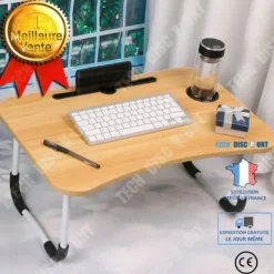 TECH DISCOUNT Småbord>Sängbord - TD® - Fällbart datorkontor - MDF - 60x40 cm - Brun