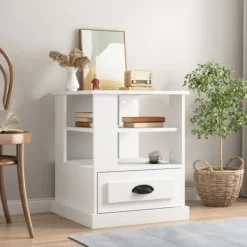 vidaXL Sängar>Sängbord vit 50x50x60 cm konstruerat trä