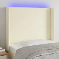 vidaXL Sängar>Sänggavel LED gräddvit 83x16x118/128 cm konstläder