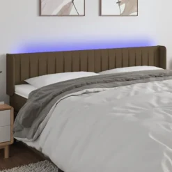 vidaXL Sängar>Sänggavel LED mörkbrun 183x16x78/88 cm tyg