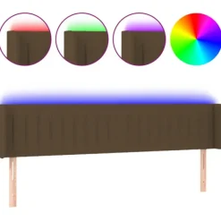 vidaXL Sängar>Sänggavel LED mörkbrun 183x16x78/88 cm tyg
