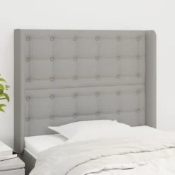 vidaXL Sängar>Sänggavel med kanter ljusgrå 93x16x118/128 cm tyg