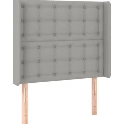 vidaXL Sängar>Sänggavel med kanter ljusgrå 93x16x118/128 cm tyg