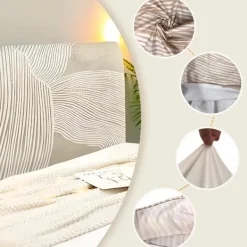 Sängar>Sänggavelöverdrag 160 cm, Stretch Sänggavelöverdrag, Modernt Beige Sänggavel Skydd Överdrag Avtagbart och Tvättbart, Dammtätt 150-170 cm