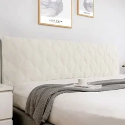 Sängar>Sänggavelöverdrag 160, Sänggavelöverdragsskydd med Stretch-sida, Tvättbart Dammtätt Sänggavelöverdrag (Färg: Beige, Storlek: 160cm)