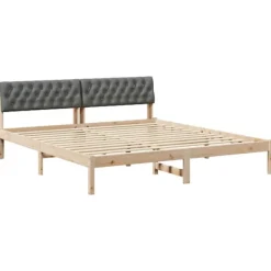 vidaXL Sängar>Sängram brun och mörkgrå 180 x 200 cm Massiv furu