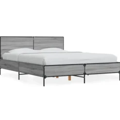 vidaXL Sängar>Sängram grå sonoma 135x190 cm konstruerat trä och metall
