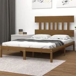 vidaXL Sängar>Sängram honungsbrun massivt trä 200x200 cm