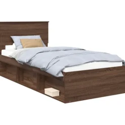 vidaXL Sängar>Sängram med huvudgavel Brun Ek 90 x 200 cm Konstruerat trä