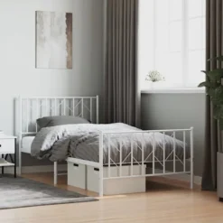 vidaXL Sängar>Sängram med huvudgavel och fotgavel vit metall 100x190 cm