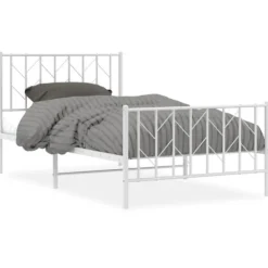 vidaXL Sängar>Sängram med huvudgavel och fotgavel vit metall 100x190 cm