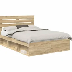 vidaXL Sängar>Sängram med huvudgavel Sonoma 140 x 200 cm Massiv furu