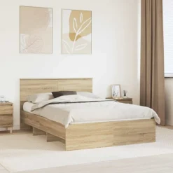 vidaXL Sängar>Sängram med huvudgavel Sonoma-ek 140 x 200 cm Konstruerat trä