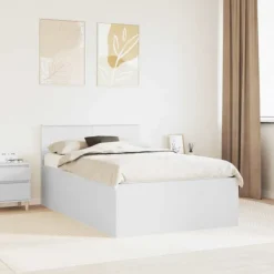 vidaXL Sängar>Sängram med huvudgavel Vit 120 x 190 cm Konstruerat trä