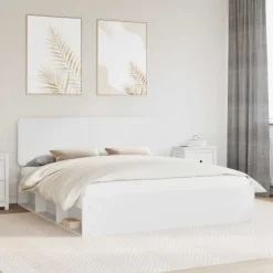 vidaXL Sängar>Sängram med huvudgavel Vit 180 x 200 cm Massiv furu