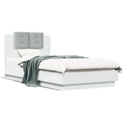 vidaXL Sängar>Sängram med huvudgavel vit 75x190 cm konstruerad trä