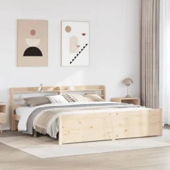vidaXL Sängar>Sängram med huvudgavel 200x200 cm massiv furu