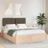 vidaXL Sängar>Sängram med Klädd Huvudgavel Taupe 140 x 200 cm Massiv furu
