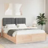 vidaXL Sängar>Sängram med Klädd Huvudgavel Mörkgrå 150 x 200 cm Massiv furu