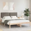 vidaXL Sängar>Sängram med Klädd Huvudgavel Taupe 150 x 200 cm Massiv furu