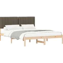 vidaXL Sängar>Sängram med Klädd Huvudgavel Taupe 150 x 200 cm Massiv furu