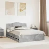 vidaXL Sängar>Sängram med låda Betonggrå 140 x 200 cm Ingenjörsträ