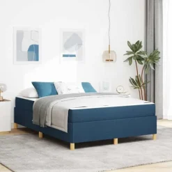 vidaXL Sängar>Sängram med madrass Blå 140 x 200 cm tyg