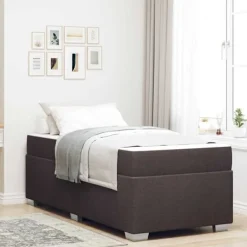 vidaXL Sängar>Sängram med madrass Mörkbrun 90 x 200 cm tyg