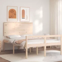 vidaXL Sängar>Sängram med sänggavel 140x190 cm massivt trä