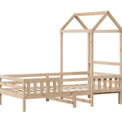 vidaXL Sängar>Sängram med tak 75x190 cm massiv furu