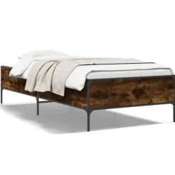 vidaXL Sängar>Sängram rökfärgad ek 90x190 cm konstruerat trä och metall