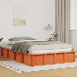 vidaXL Sängar>Sängram Vaxbrun 135 x 190 cm Massiv furu