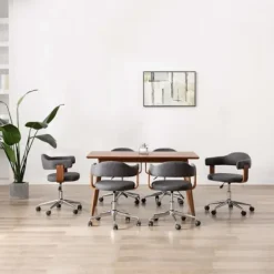 vidaXL Matgrupper>Snurrbara matstolar 6 st böjträ och tyg grå