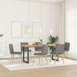 vidaXL Matgrupper>Snurrbara matstolar 6 st taupe tyg