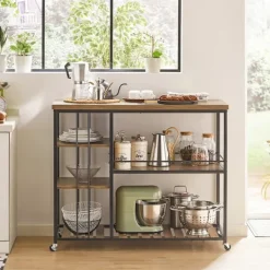 SoBuy Köksö>Köksö med 5 hyllor i brun 110x45x91cm, industriell SVW18-F