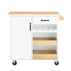 SoBuy Köksö>Köksö med 1 låda i träfärg 90.5x38x86.5cm, funktionell FKW131-WN