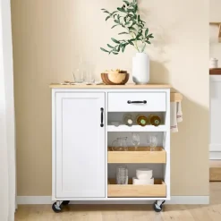 SoBuy Köksö>Köksö med 1 låda i träfärg 90.5x38x86.5cm, funktionell FKW131-WN