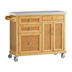 SoBuy Köksö>Köksö med 4 lådor i träfärg 115x46x91cm, funktionell FKW70-N