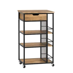 SoBuy Köksö>Köksvagn med 1 låda i träfärg 50x37x87cm, vintage FKW99-N