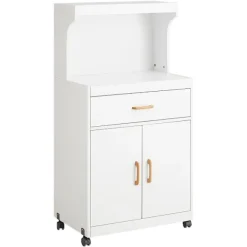 SoBuy Köksö>Köksvagn med 1 låda i vit 61x39.5x119cm, modern FSB12-W