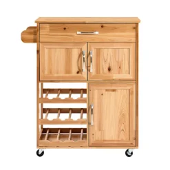 SoBuy Köksö>Köksvagn med 1 låda i naturlig 75x38x86cm, vintage FKW45-N